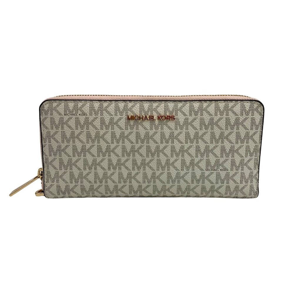 Michael Kors Jet Set Cream Continental Zip Around Wallet